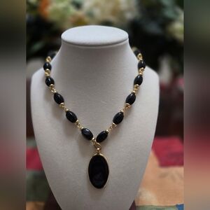 Carolina Herrera Black and Gold Necklace